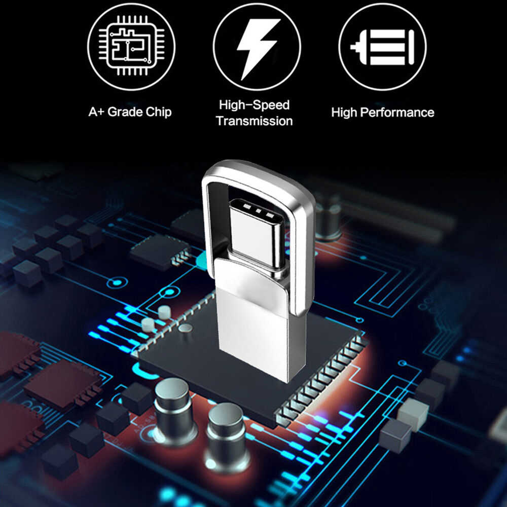 1TB/2TB USB 3.0 Flash Drive with Type-C and USB-A for PC and Laptop
