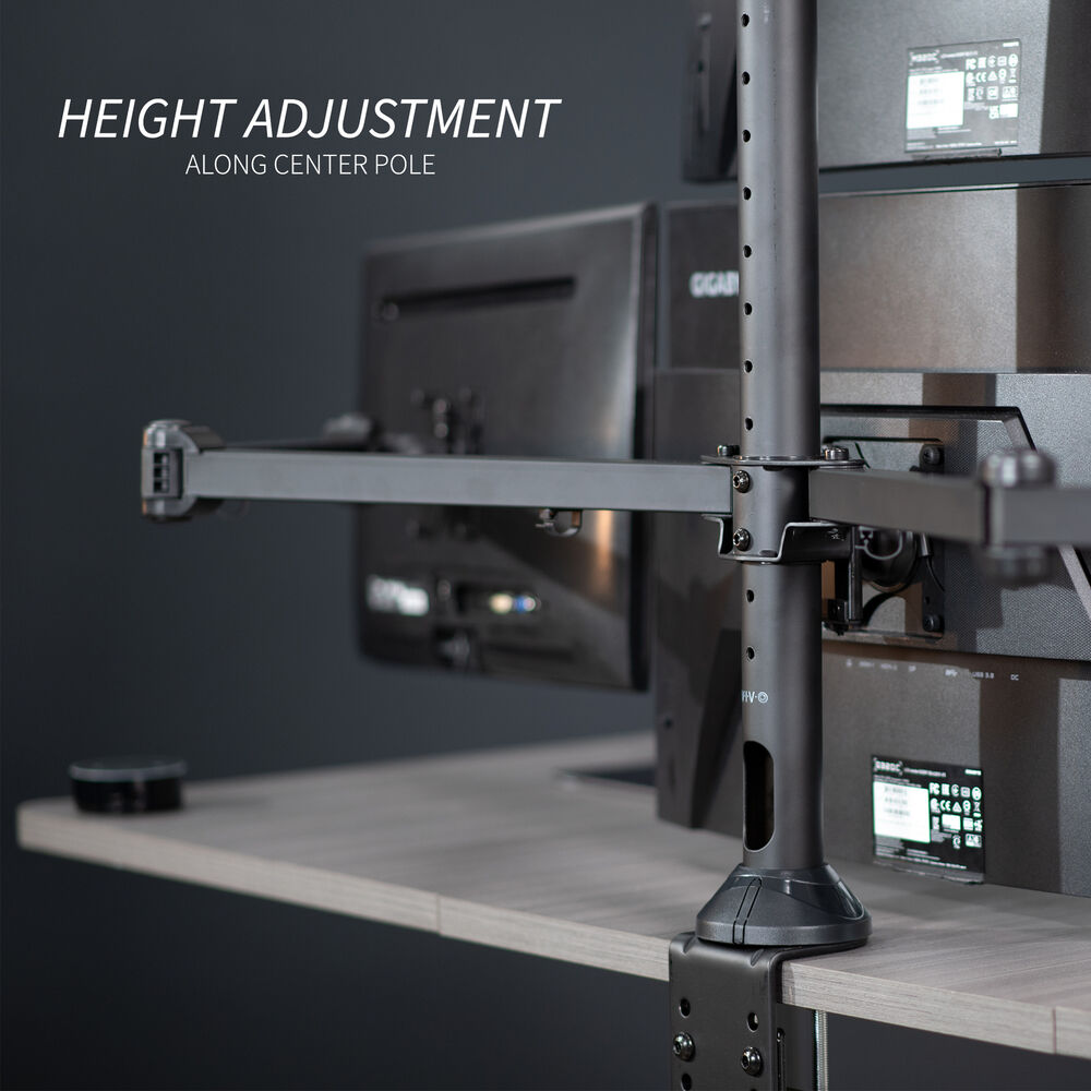 VIVO Steel Quad Monitor Desk Mount Adjustable 3+1 Stand for 4 Screens up to 32