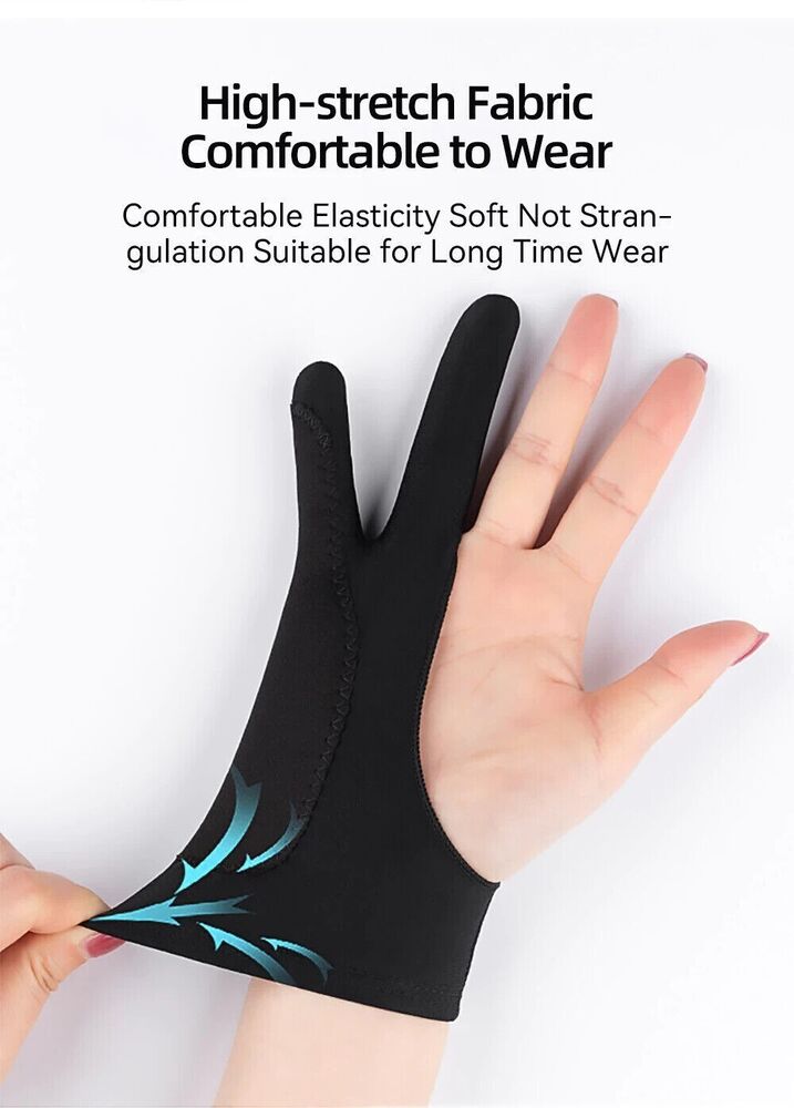 Two Finger Anti-fouling Glove for Drawing & Pen Graphic Tablet Pad - Black
