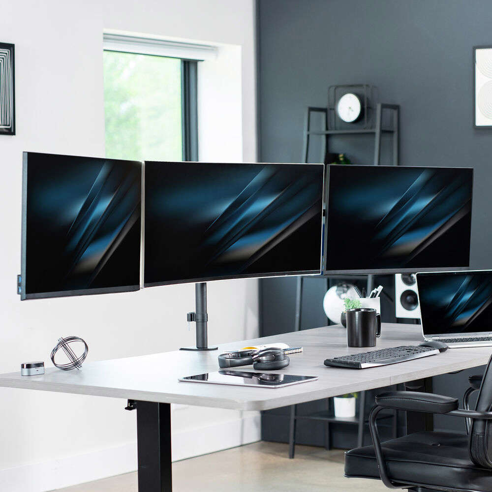 VIVO Telescoping Triple Monitor Desk Mount - Heavy Duty Flush-to-Wall Stand