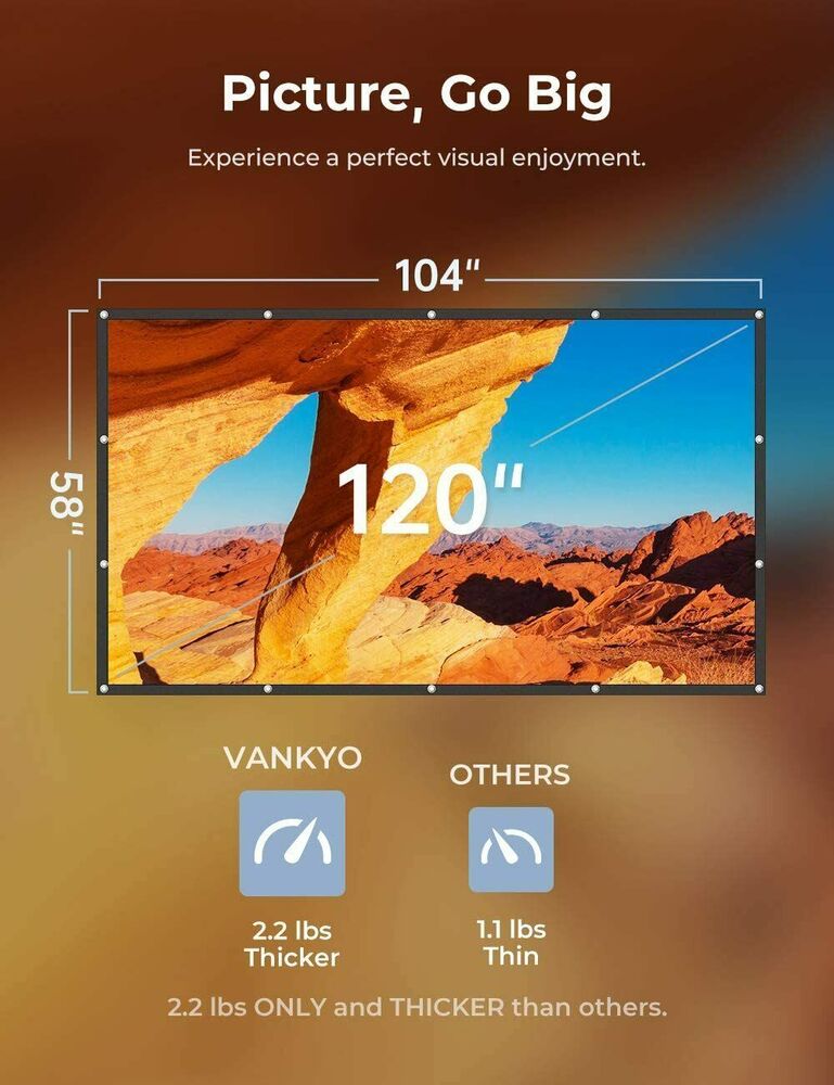 VANKYO Foldable Projector Screen 16:9 HD for Outdoor Home Cinema and 3D Movies