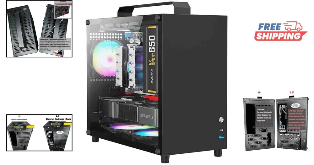 Portable Tempered Glass Mini-Tower Case with USB 3.0