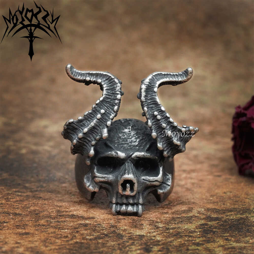 Mens Skull and Octopus Demon Ring