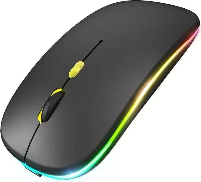RGB LED Wireless Mouse Rechargeable Optical Silent Mice USB