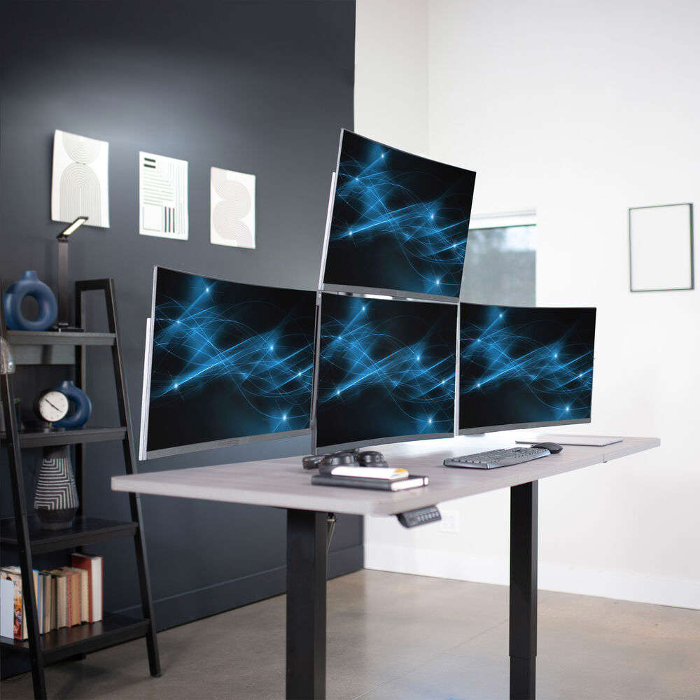 VIVO Steel Quad Monitor Desk Mount Adjustable 3+1 Stand for 4 Screens up to 32