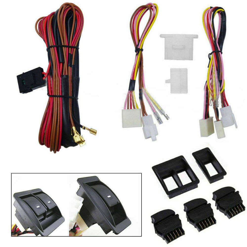 12 Volt Universal Power Window Switch Kit with Wiring Harness and Holder