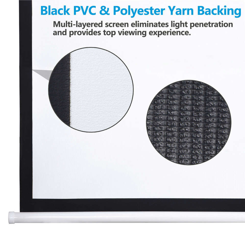 120 Inch Projector Screen - Manual Pull Down HD Screen in 1:1 Format