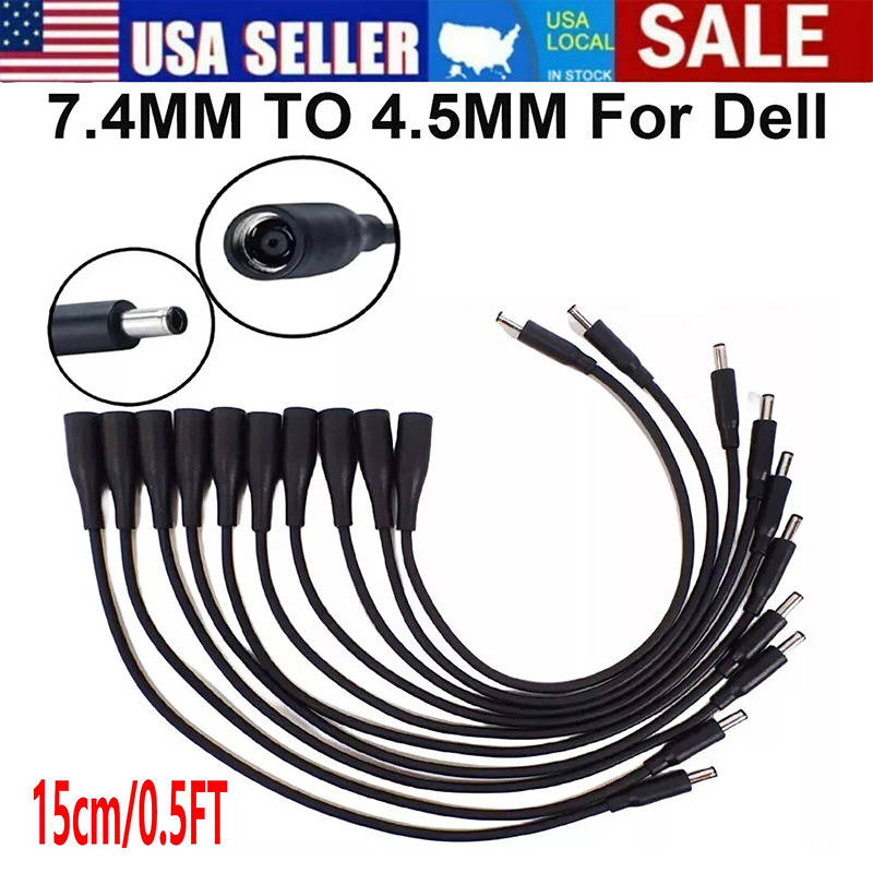 10 Power Charger Converter Adapter Cable for DELL with Small Tips 7.4mm to 4.5mm (USA)