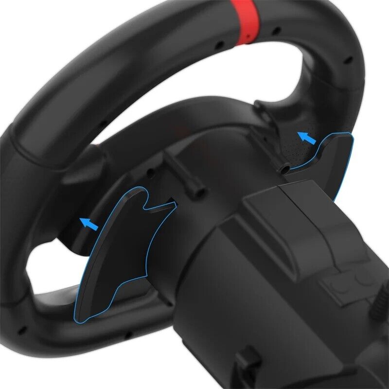 Universal Game Controller with 180° Turn Steering Wheel and Pedals for PC, PS3, PS4, Switch, and Android