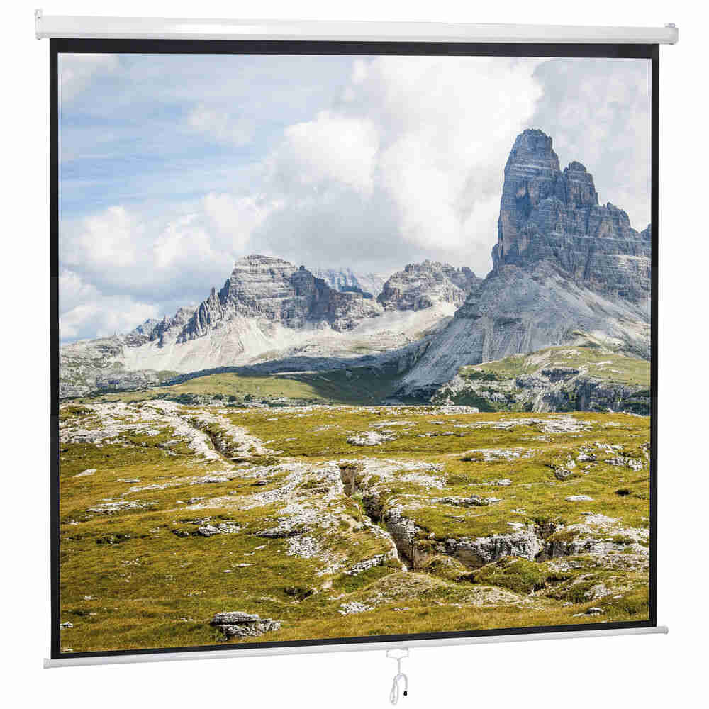 120 Inch Projector Screen - Manual Pull Down HD Screen in 1:1 Format