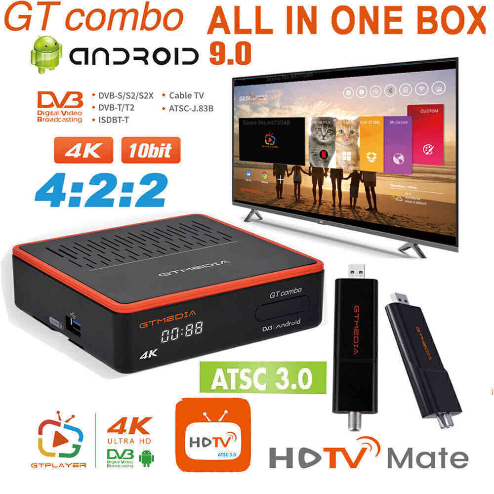4K UHD FTA DVB-S2/S2X/ATSC 3.0 Combo Satellite TV Receiver Android Smart TV BOX