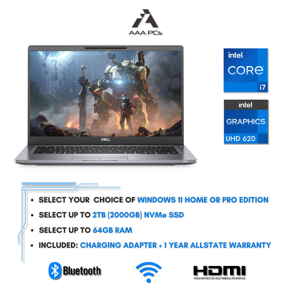 Dell 7400 14 Light Gaming Laptop with Intel Core i7, 64GB RAM, 4TB SSD, Windows 11 Pro