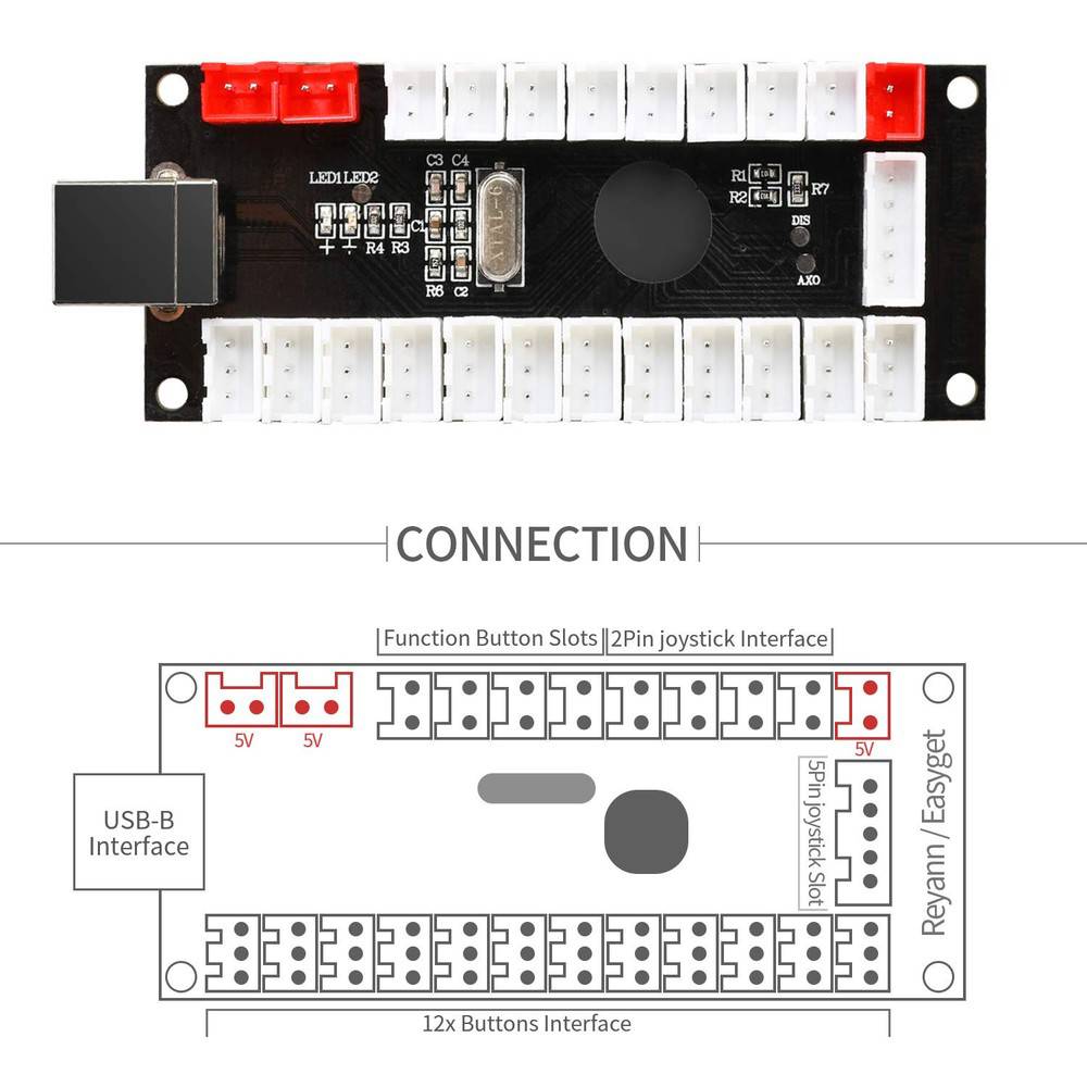 2 Player LED Arcade Games DIY Parts Kit with 2X USB Encoders and 2X Arcade Joysticks