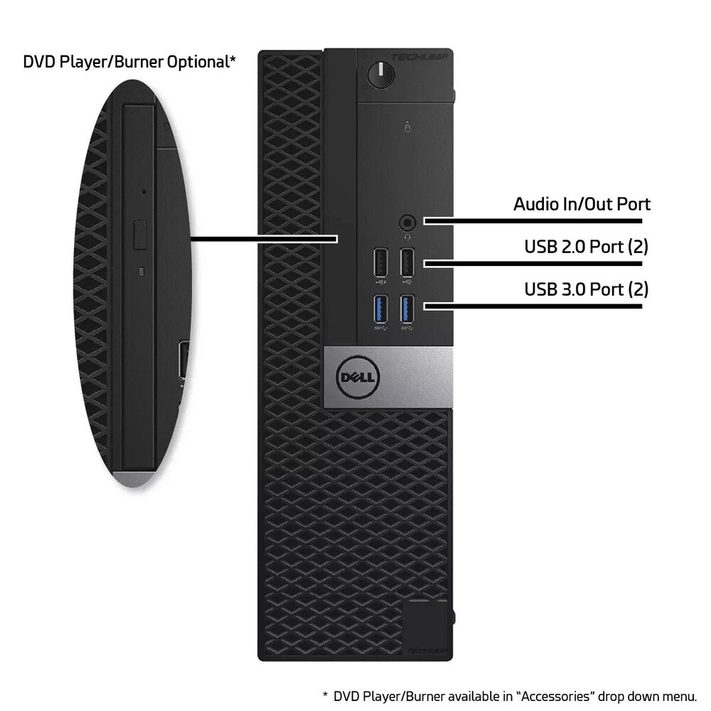 Dell 3050 Desktop Computer PC SFF with Intel Core i5-6500, 8GB RAM, 500GB HDD, Windows 10, Wi-Fi, and DVD