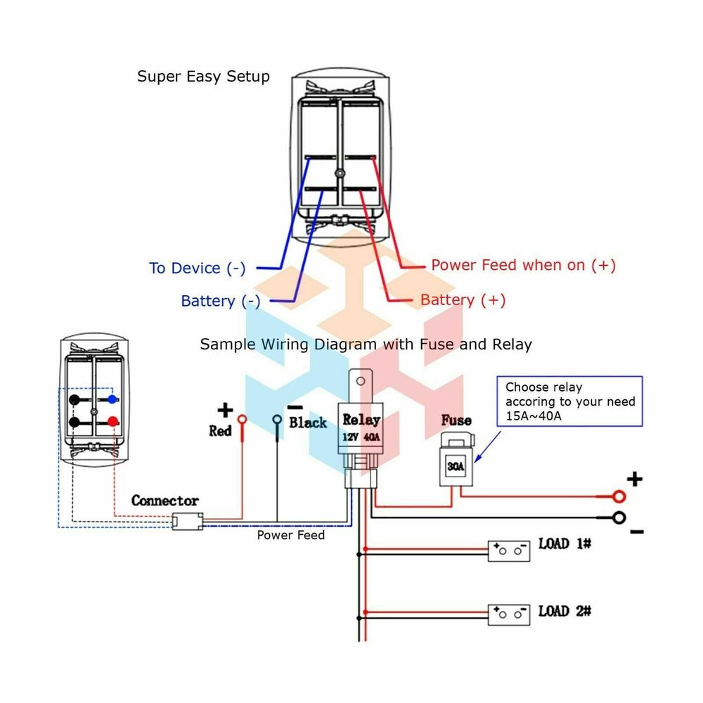 12V LED 6 Gang On/Off Rocker Switch Panel with Inline Fuse Box for Car, Truck, Boat, and Marine
