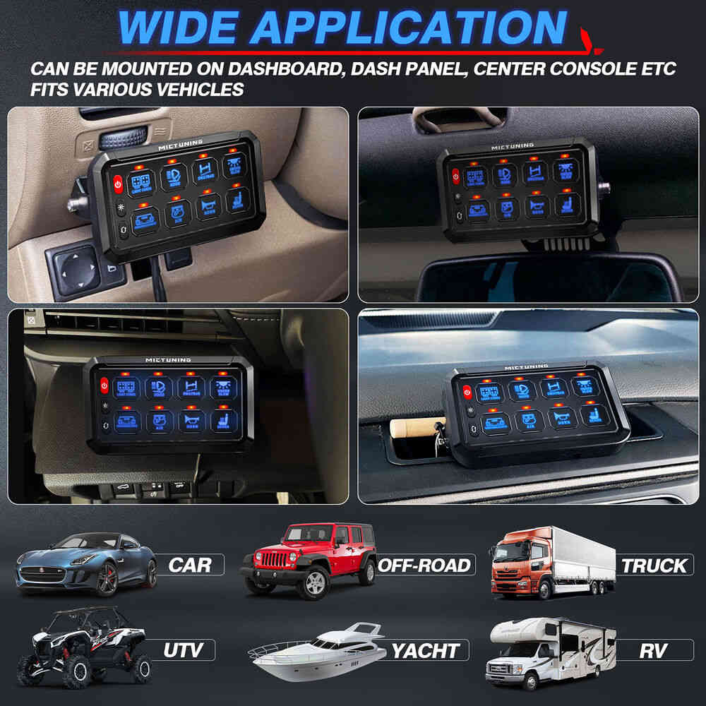 Universal 8 Gang Switch Panel with LED Indicators for Car Circuit Control