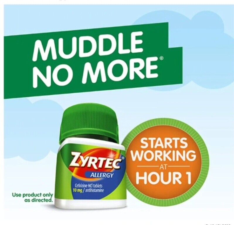2-Pack Zyrtec Allergy 24 Hour Relief Tablets - 120 Tablets (10 mg) - Expires 04/2027 - Free Shipping