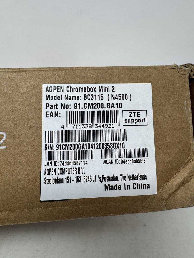 AOPEN BC3115 ChromeBox Mini 2, 1.1 GHz, N4500, 8GB RAM, 32GB (91.CM200.GA10)