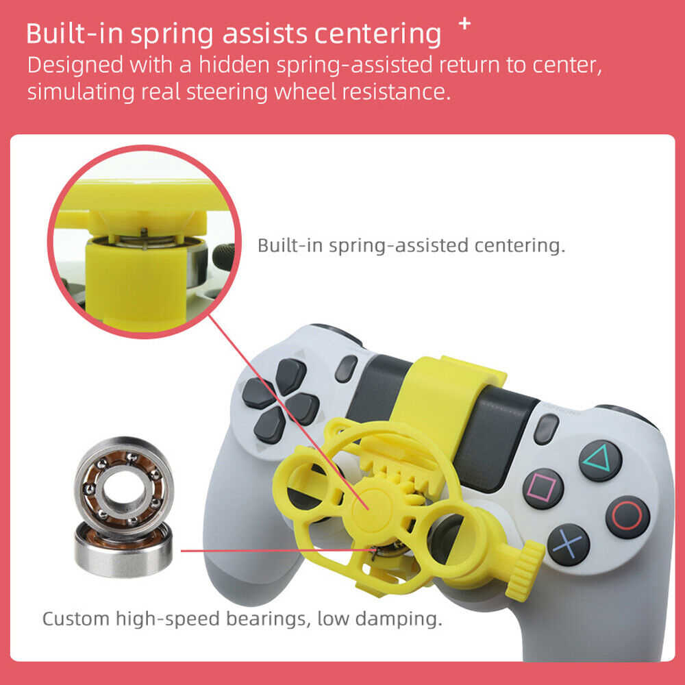 Mini 3D Printed Steering Wheel for PS4 Game Controller - Auxiliary Replacement