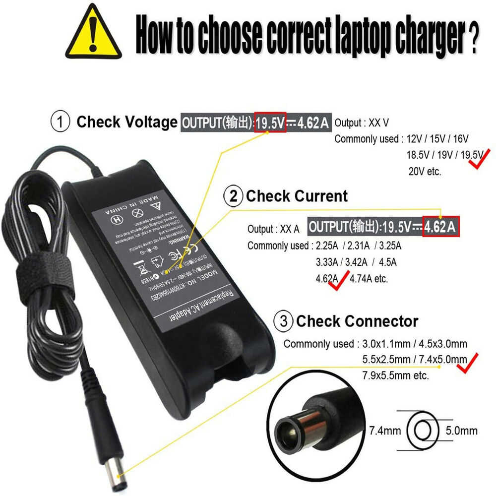 90W AC Adapter Charger for Dell Latitude E6400, E6410, E5450, E5470, E7240, E7280