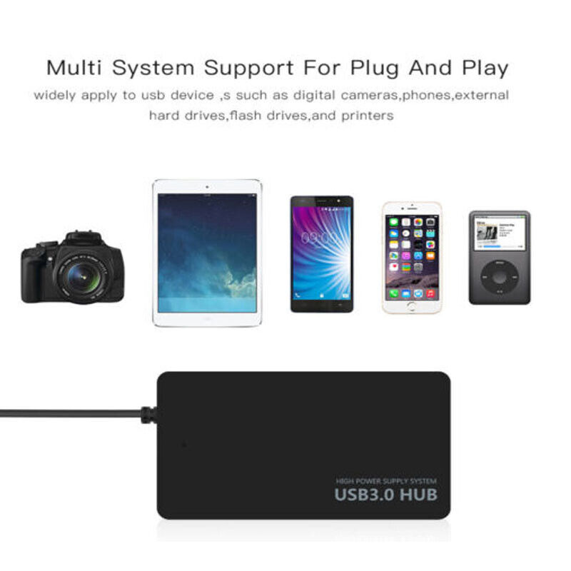 Portable 4-Port USB 3.0 Hub for PC, Mac, Laptop, and Notebook