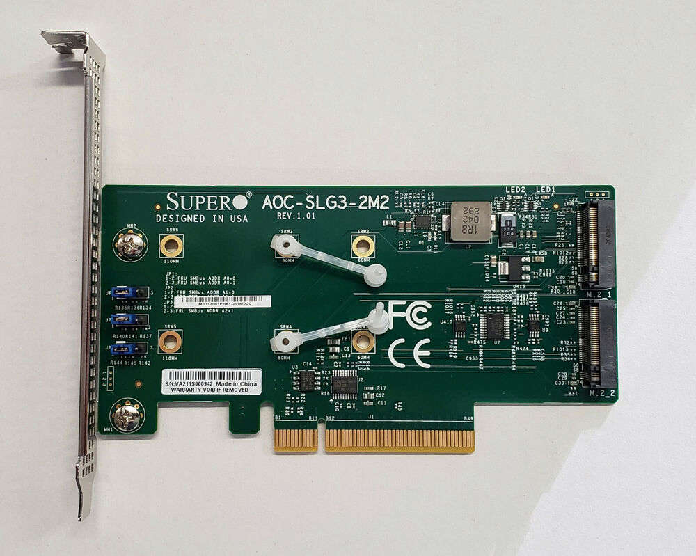 Supermicro AOC-SLG3-2M2 PCIe Adapter for Dual NVMe SSDs