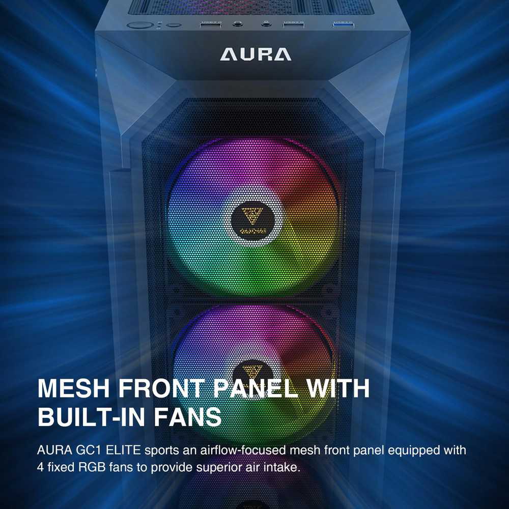 ATX Mid Tower Gaming Computer Case with Tempered Glass and ARGB Fans