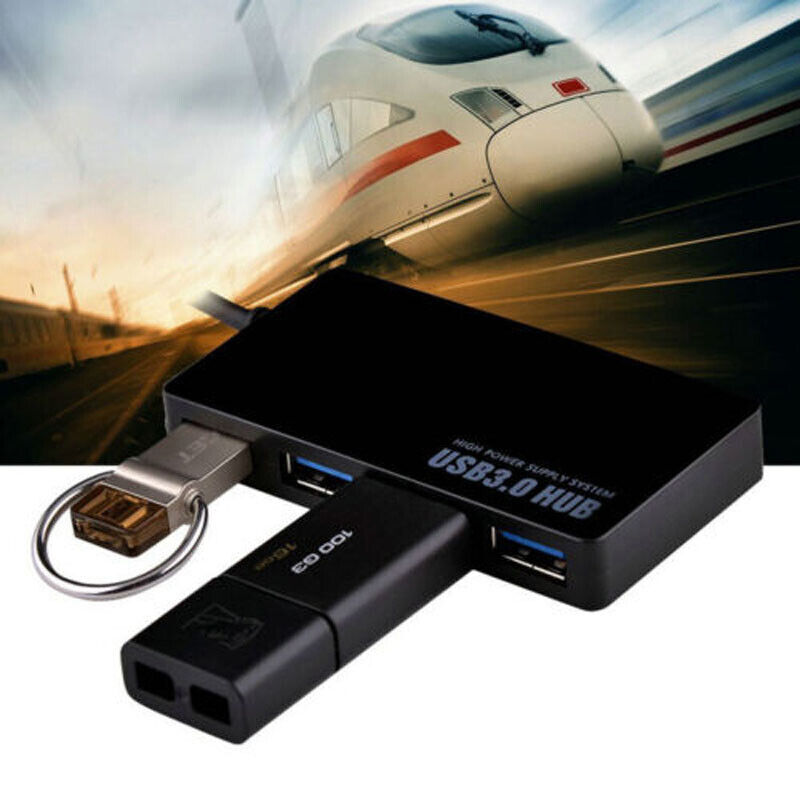 Portable 4-Port USB 3.0 Hub for PC, Mac, Laptop, and Notebook
