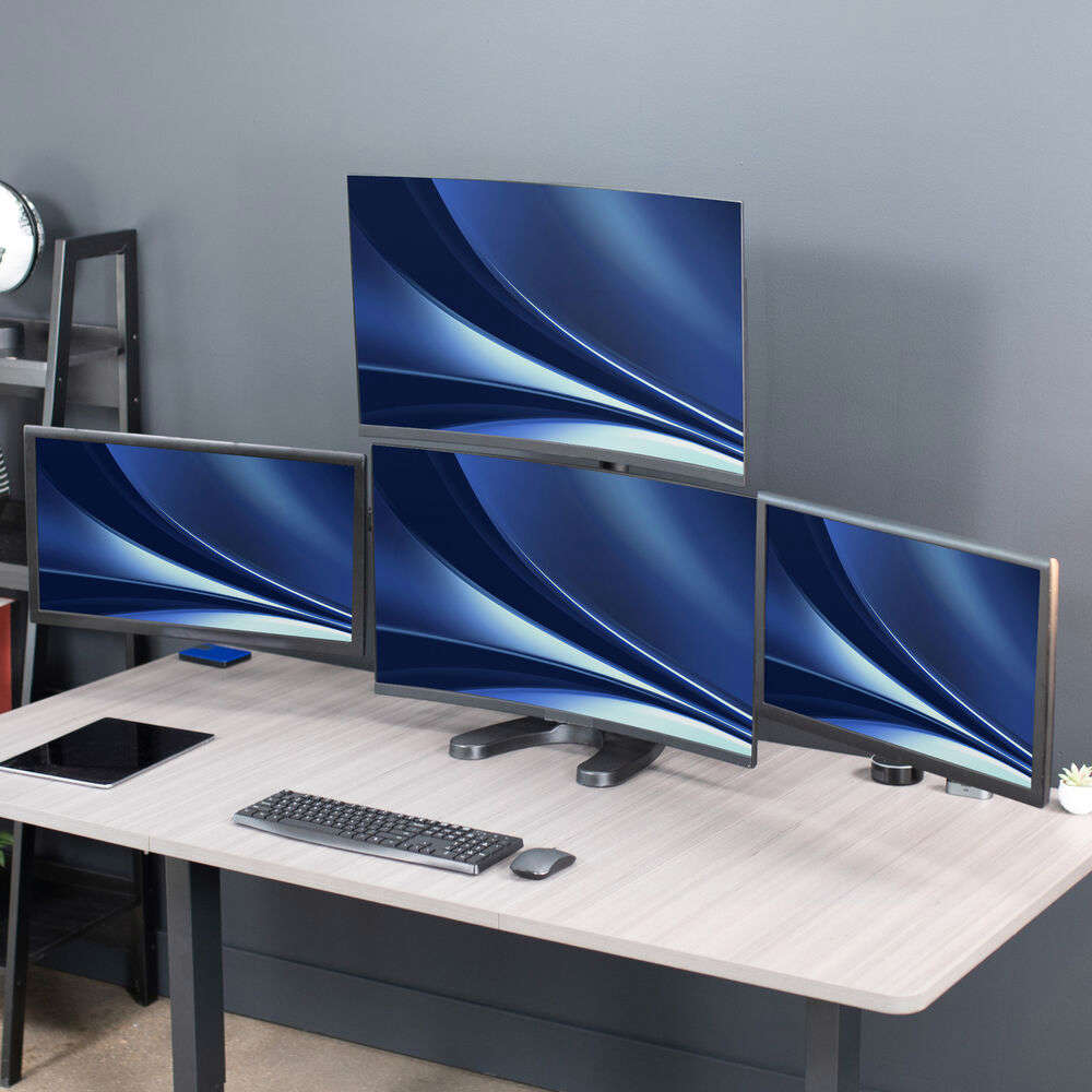 VIVO Steel Adjustable 3+1 Quad Monitor Stand