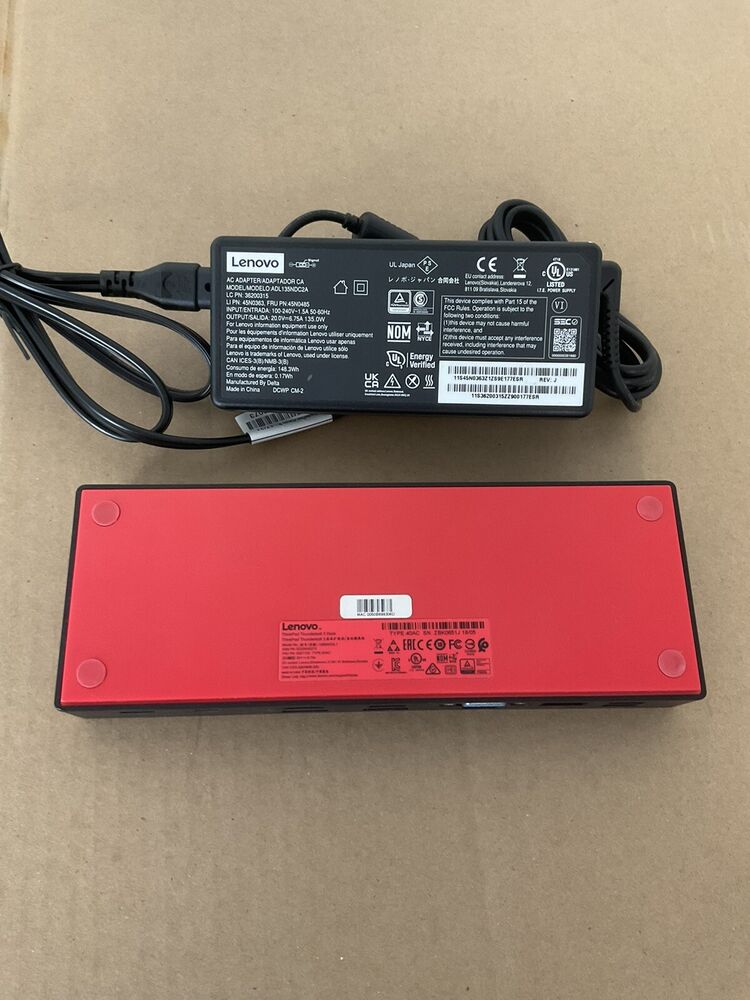 Lenovo ThinkPad Thunderbolt 3 Dock Station Type 40AC DBB9003L1 with AC Adapter