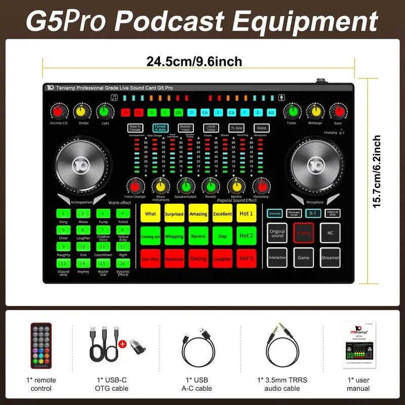 G5 Podcast Influencer KOL Singing Gaming DJ Mixing Station Controller Equipment