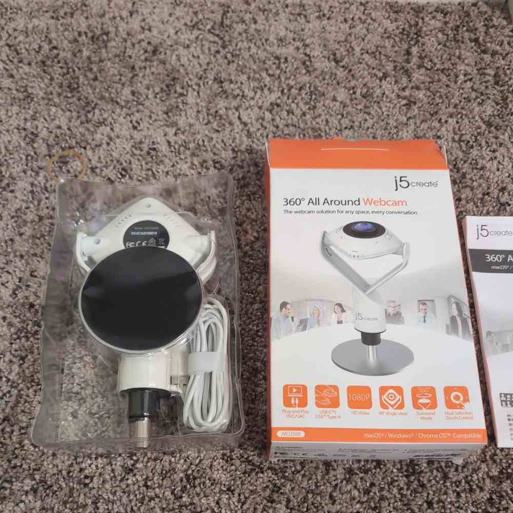 j5create JVCU360 USB All Around 1080P HD Video Conference Webcam - Open Box