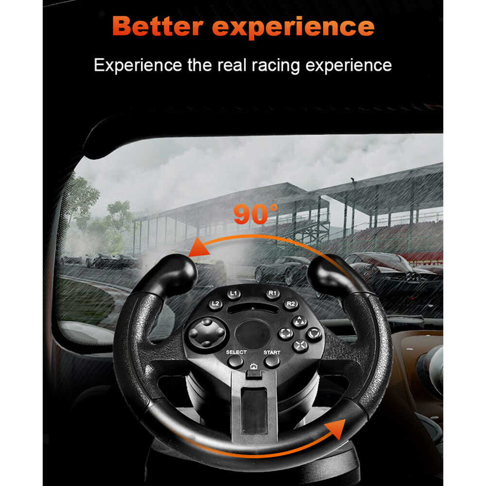 Game Steering Wheel with Pedals, Analog Control & Vibration for PC