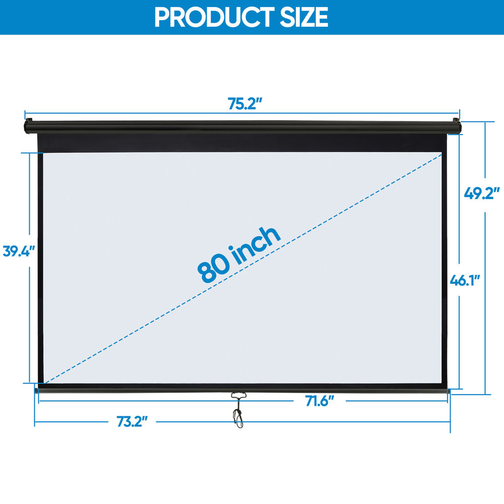 80 Inch 16:9 HD Projector Screen for Home Cinema