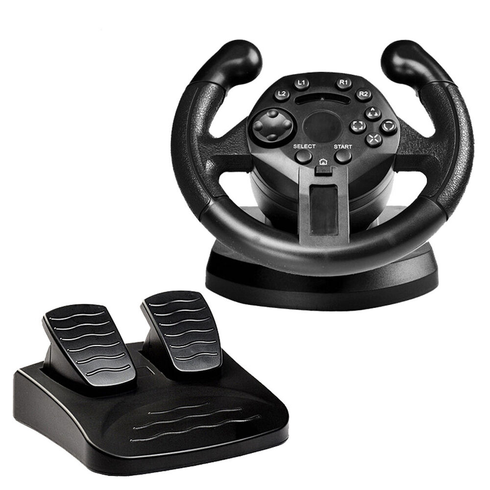 Game Steering Wheel with Pedals, Analog Control & Vibration for PC