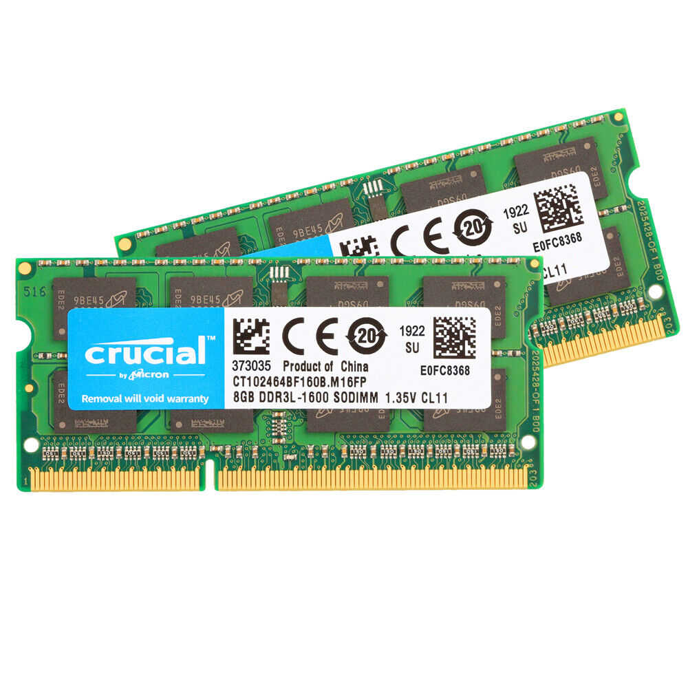 Crucial 16GB DDR3L-1600MHz 204pin SODIMM Laptop Memory