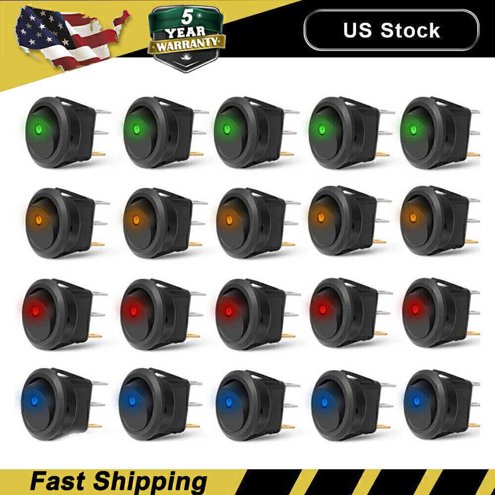 20PCS 12V LED Light Car Auto Boat Rocker Switch