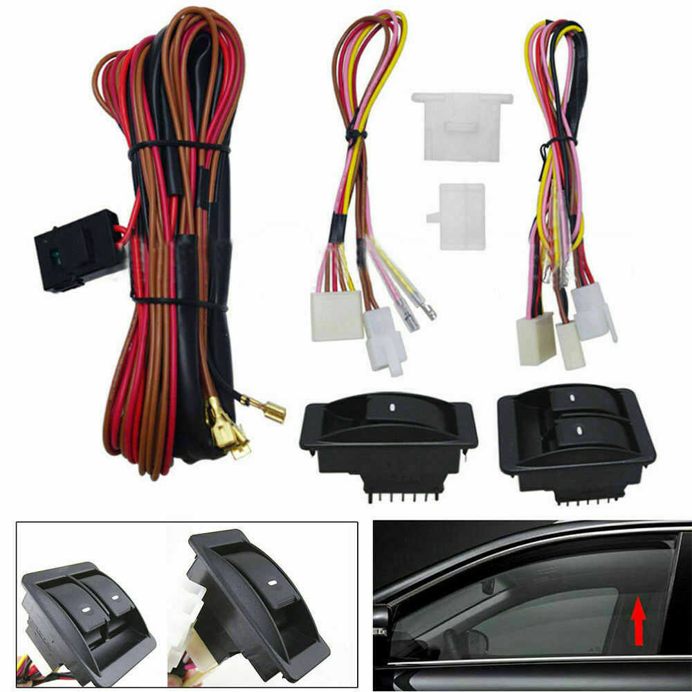 12 Volt Universal Power Window Switch Kit with Wiring Harness and Holder