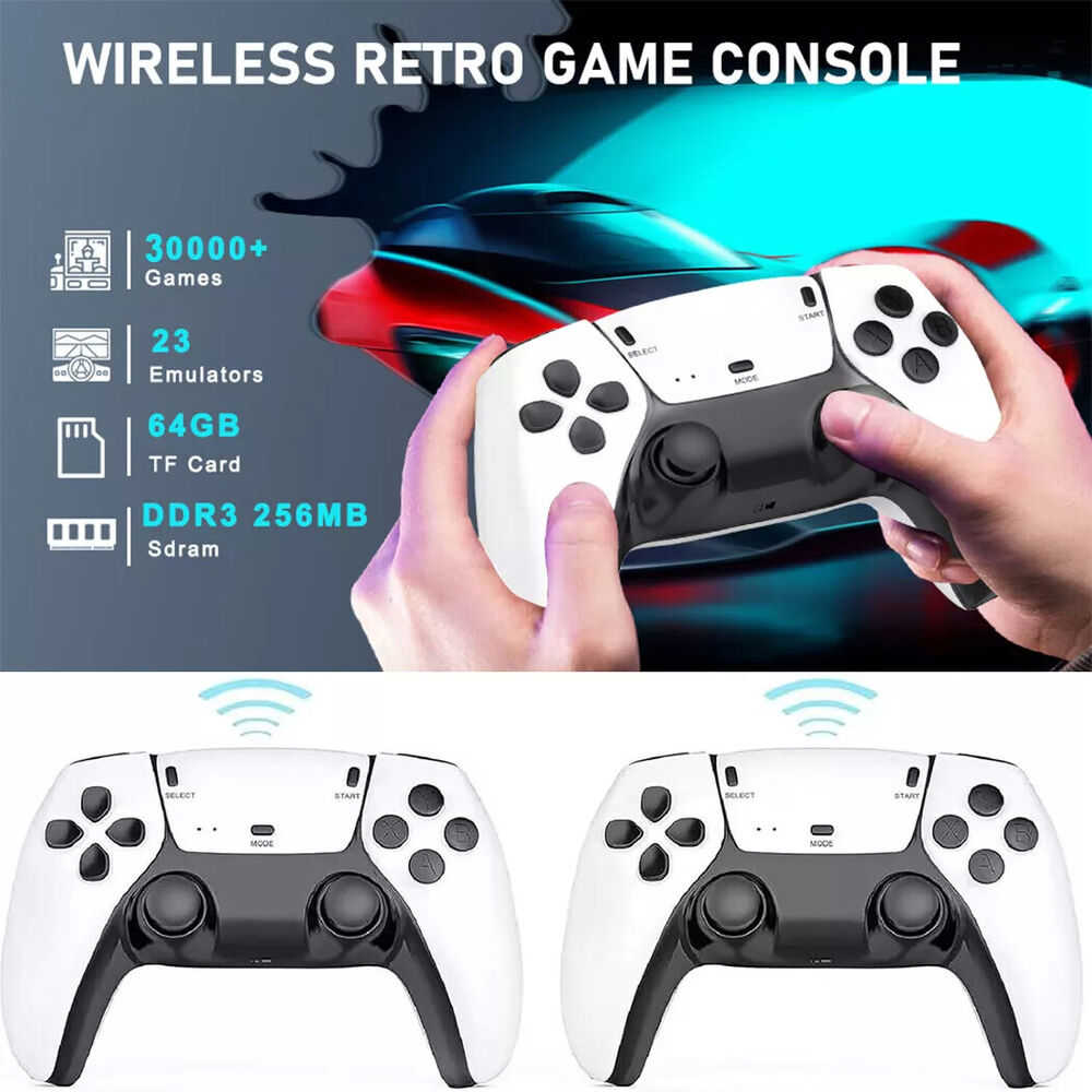 4K 64G HDMI TV Video Game Stick M15 Gaming Console with Gamepad and 2 Wireless Controllers