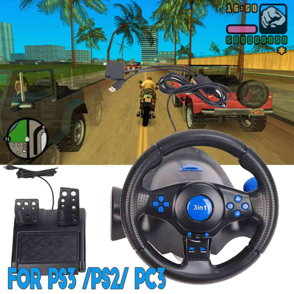 Gaming Steering Wheel Racing with Pedal Shifter Set for PS3, Switch, Android