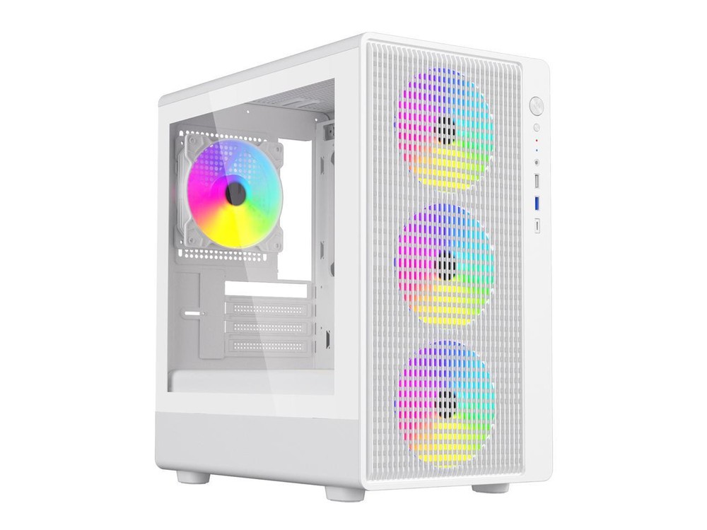 DIYPC ARGB-R1-W White USB3.0/Type C Micro ATX Gaming Computer Case