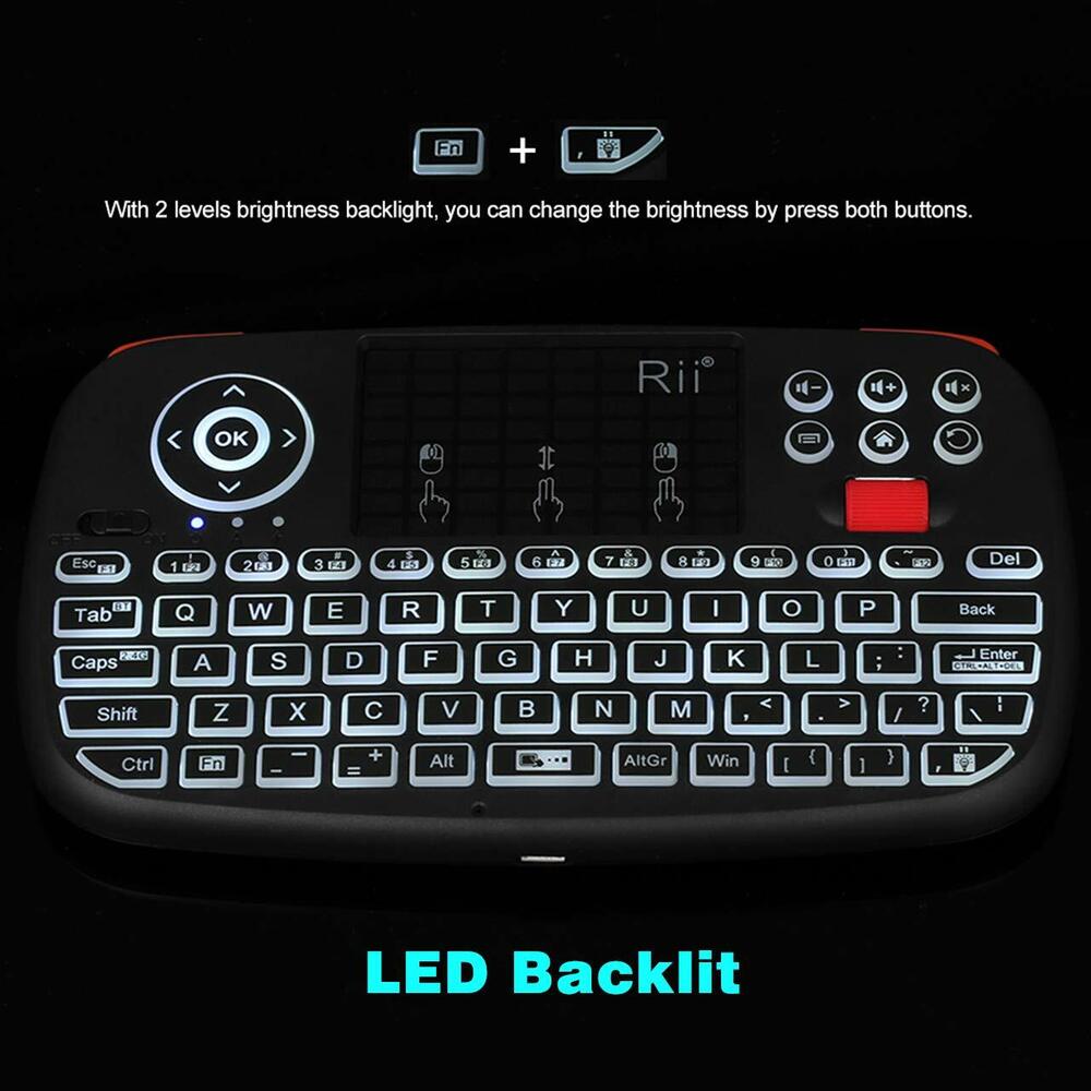 Rii i4 Bluetooth & 2.4GHz Blacklit Portable Mini Keyboard