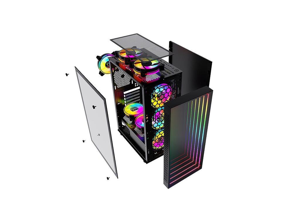 Bgears B-Optillusion Mid Tower ATX Glass Mirror LED Black Optical Illusion PC Gaming Case