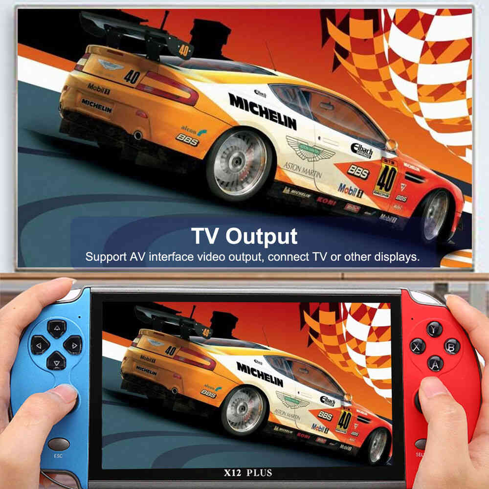 X12 7inch Handheld Video Game Console with 1000+ Built-in Games