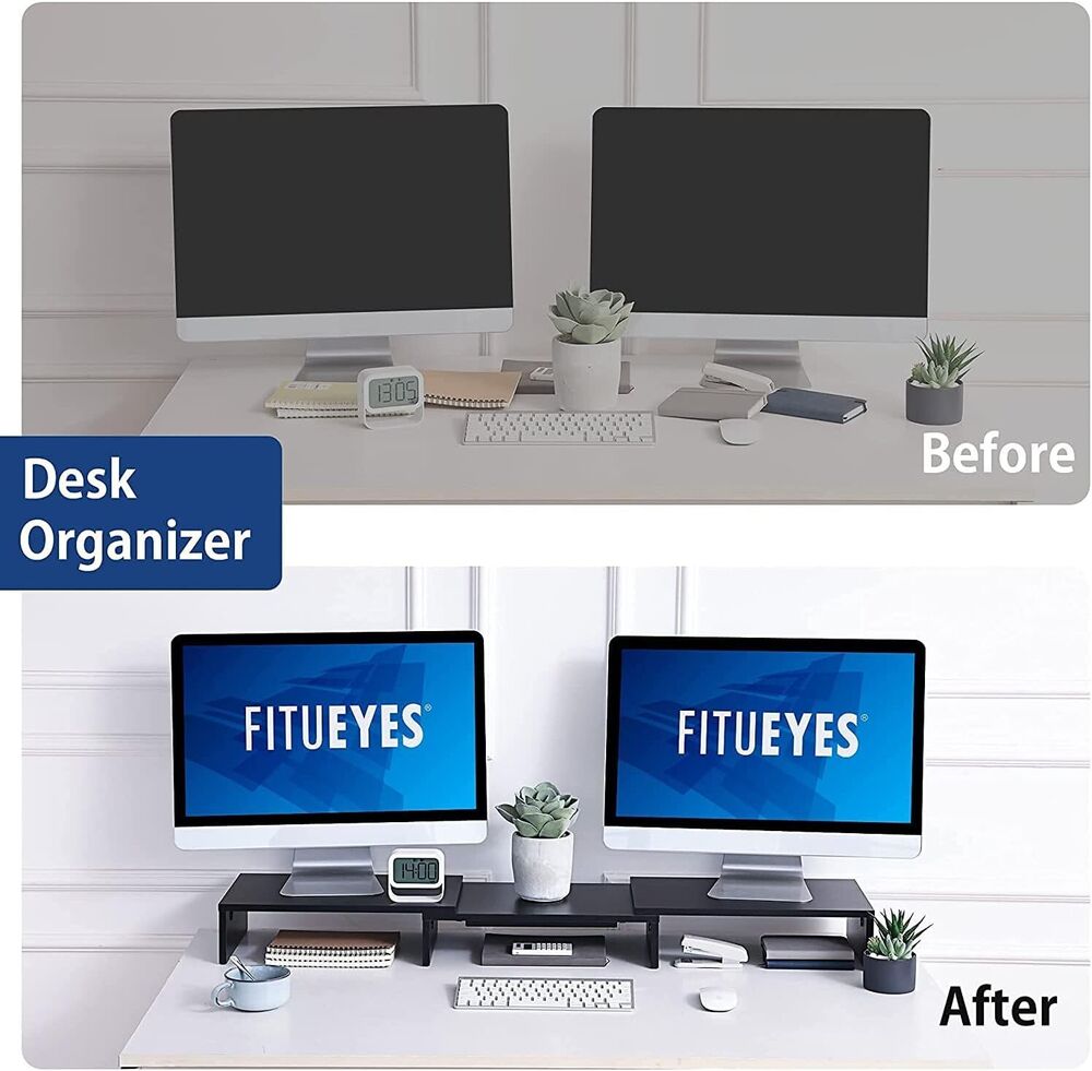 Adjustable Dual Monitor Stand Desk Organizer
