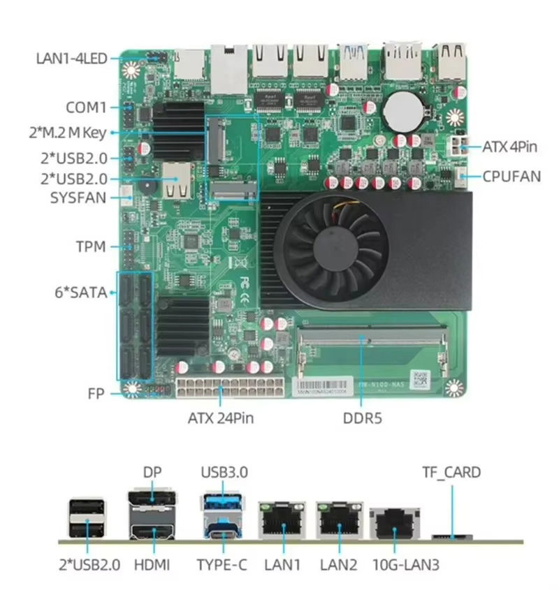 Topton N18 N100 Mini-ITX NAS Motherboard