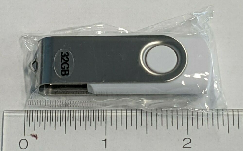32GB USB Flash Drive - High-Speed USB 2.0, FAT32 Format, White