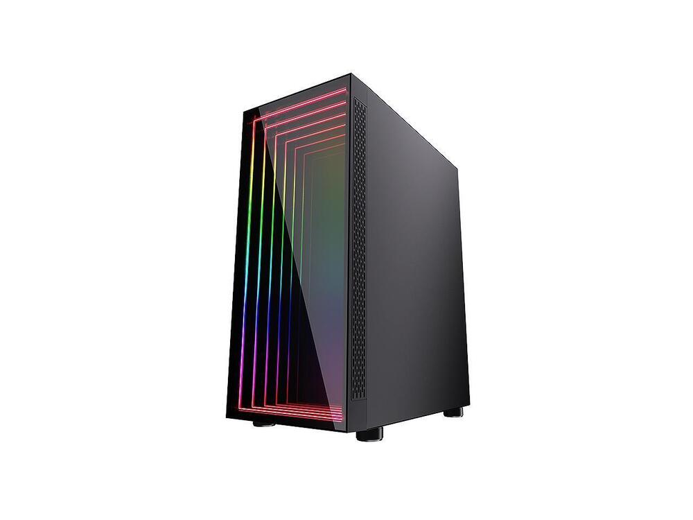 Bgears B-Optillusion Mid Tower ATX Glass Mirror LED Black Optical Illusion PC Gaming Case