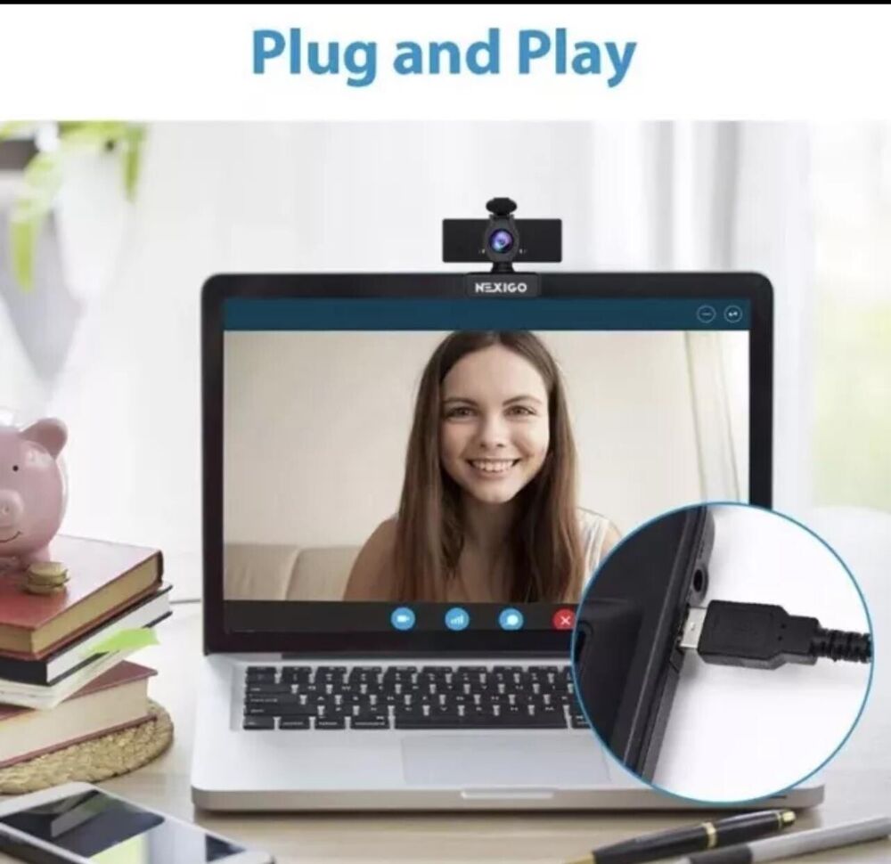 NexiGo N60 1080P Webcam with Microphone, Adjustable FOV, Zoom, Software Control