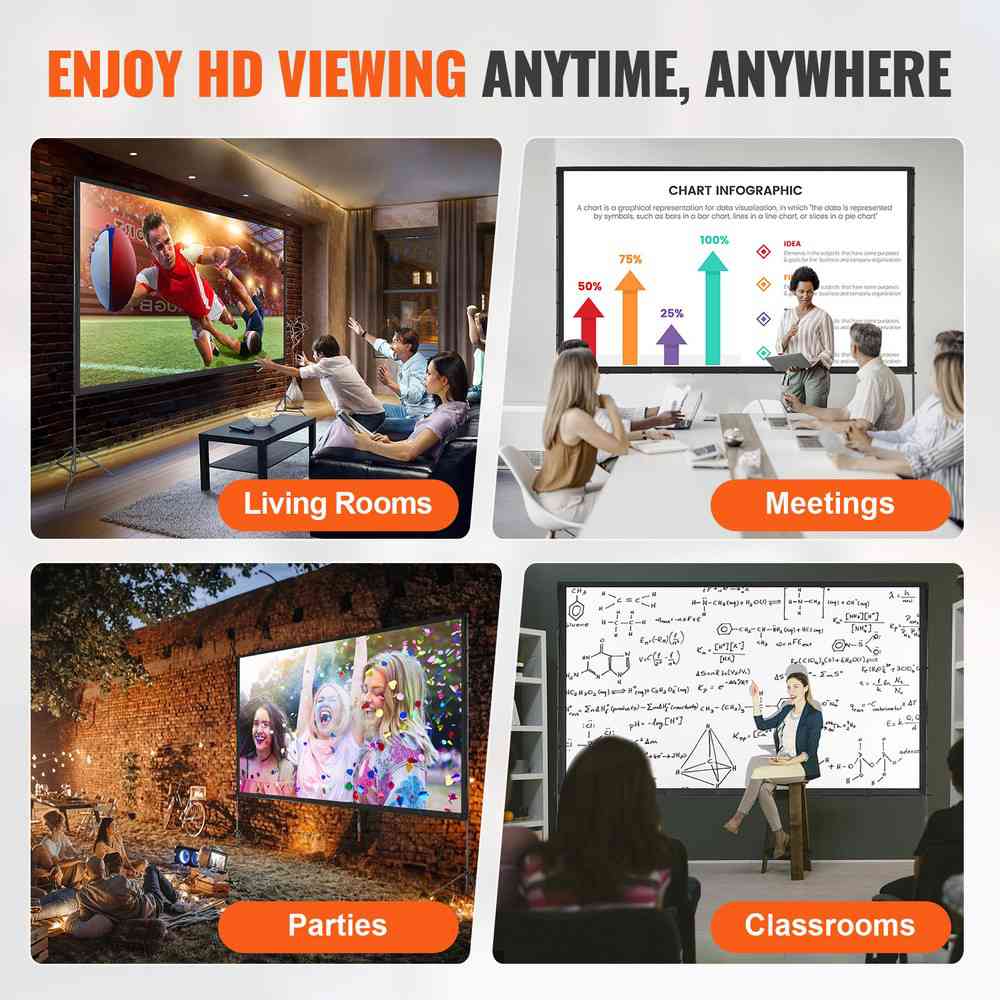 150 inch 16:9 4K 1080 HD Projector Screen with Stand